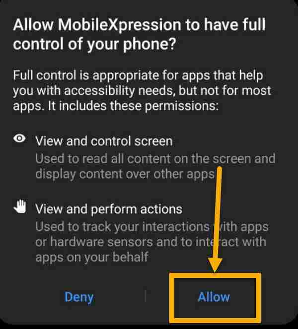 mobilexpression accessibility activation process